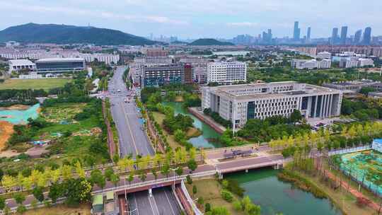 中南大学新校区校园风景航拍湖南长沙岳麓区