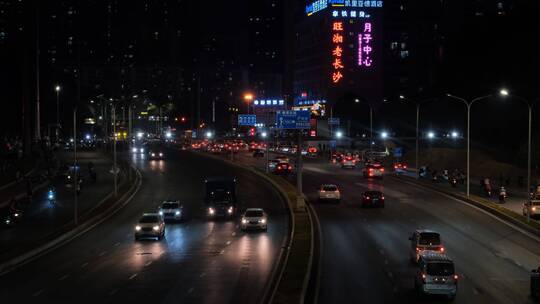 广西南宁邕武路车流道路街道街景夜景