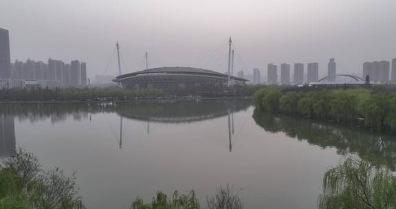 洛阳植物园樱花万物复苏春天公园道路航拍