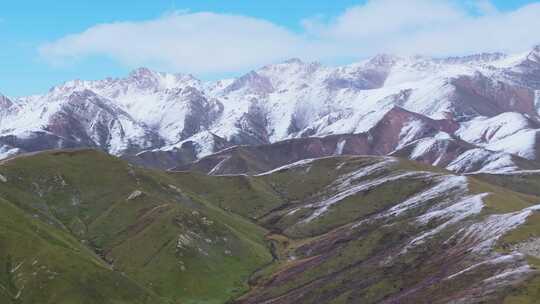 航拍青藏高原青海祁连山脉天境祁连雪山雪景