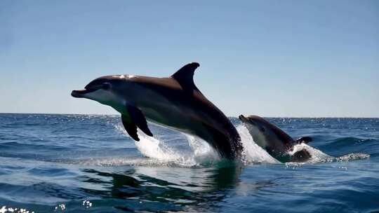海豚跃出海面画面