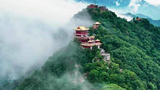 航拍陕西 西安 南五台景区 秦岭山脉