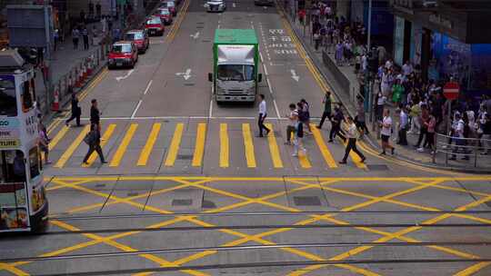 香港叮叮车车流行人街景