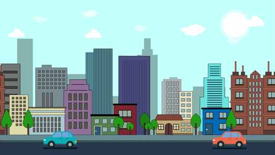 循环动态简约城市背景视频