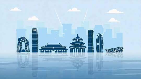 城市地标建筑剪影素材