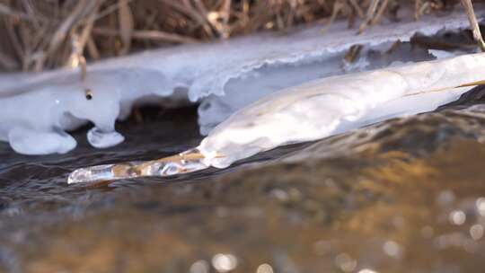 冰融 冬天 初春 水面 河流 冰雪融化 自然