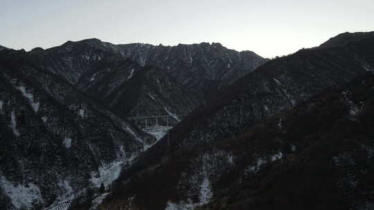 航拍青海西宁山川峡谷高架桥公路