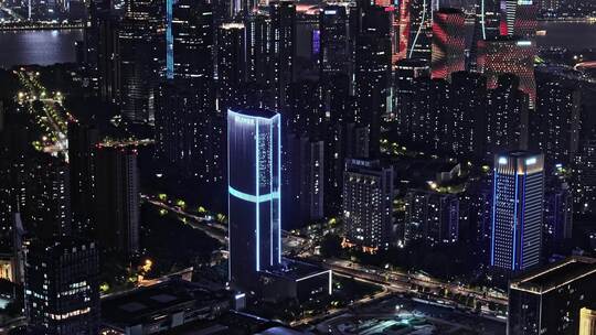 2024航拍杭州钱江新城夜景视频素材模板下载