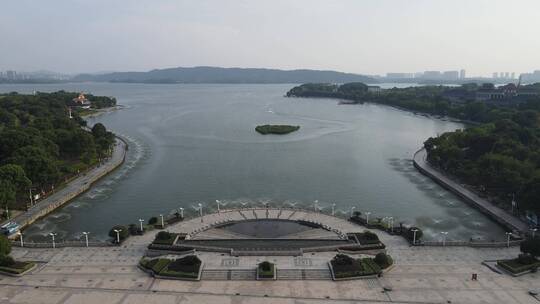 航拍湖南岳阳城市风光