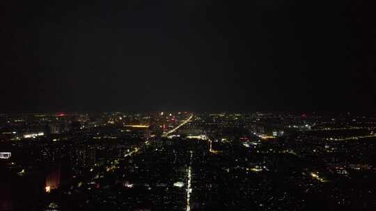 山东淄博城市夜景灯光航拍
