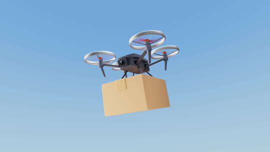 无人机与货物运输物流概念三维渲染