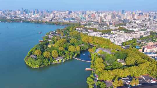 浙江杭州西湖景区美景航拍旅游大自然风景风