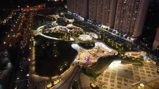 贵阳城投cc park国际金融街金融城夜景航拍视频素材模板下载