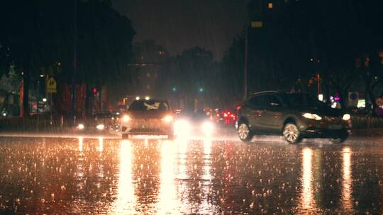 城市夜晚下雨车流人们合集4k视频素材视频素材模板下载