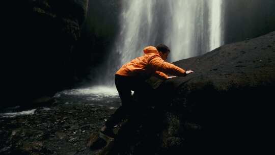 瀑布，冰岛，柯克朱费尔，大自然