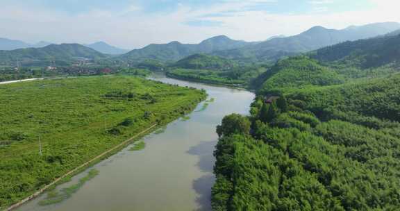 浙江省杭州市余杭双溪漂流景区航拍