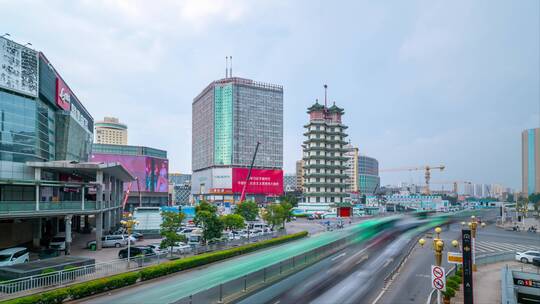 郑州市二七广场二七塔交通城市延时摄影