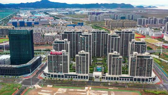 浙江临海头门港白沙湾海滨公园建筑风光航拍