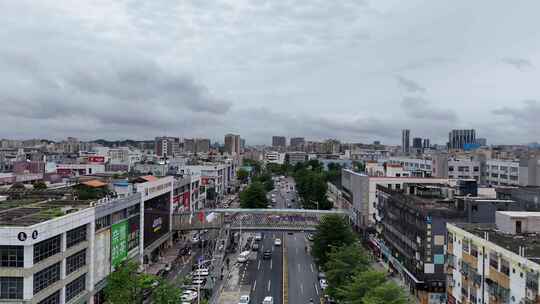 广东深圳龙华区城市交通航拍