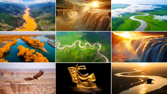 黄河长江航拍母亲河祖国大好河山风景河流高清在线视频素材下载