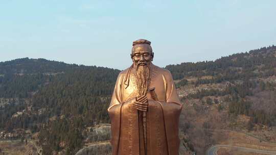 尼山 孔子像 尼山圣境 航拍孔子