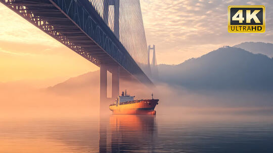 深圳市江面河面货轮邮轮夕阳光景色唯美风景