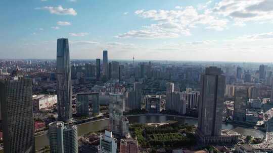 天津海河风景欧式风情街区城市建筑风光航拍