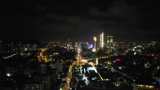 江苏无锡城市夜景灯光航拍