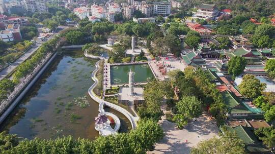 航拍厦门南普陀寺建筑景观