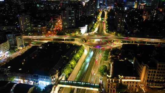 杭州西湖区西湖大道立交桥夜景车流延时