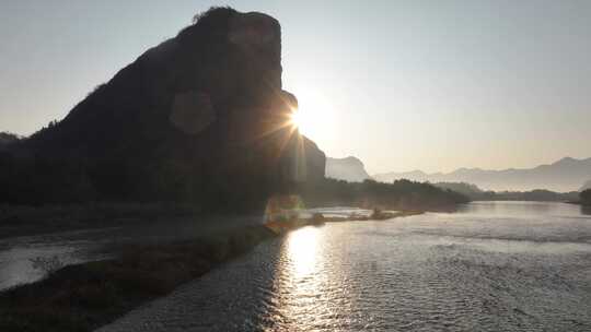 江西鹰潭龙虎山景区日出航拍