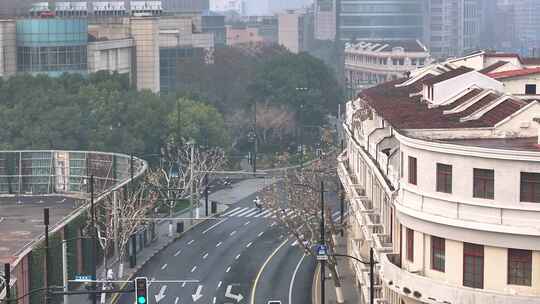 上海大雾天 城市风光航拍视频素材模板下载