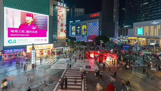 8K重庆观音桥夜景人流视频素材模板下载