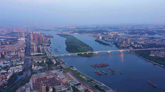 广州珠江两岸天际线航拍