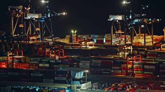 盐田港夜景港口货运码头贸易物流C0116