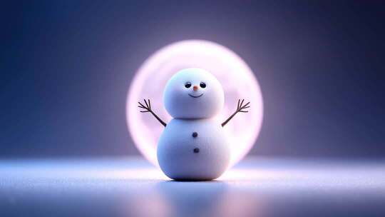 月光下微笑的雪人传递节日温暖