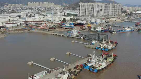 航拍浙江宁波象山县石浦港