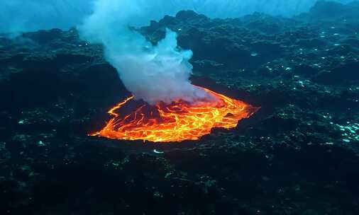 海底火山喷发岩浆的震撼景象