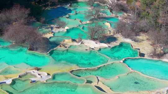 4k航拍四川甘孜黄龙景区