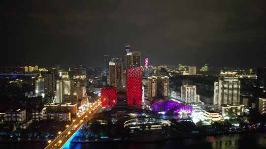 柳州城市夜景灯光航拍