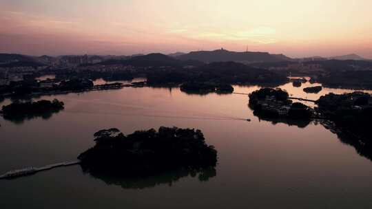 广东惠州西湖5A景区日落晚霞夕阳航拍