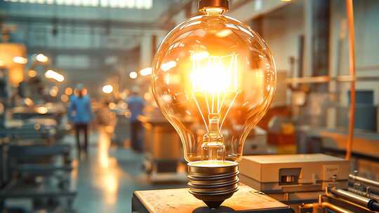 工业生产灯泡制造 工厂车间流水线作业工人