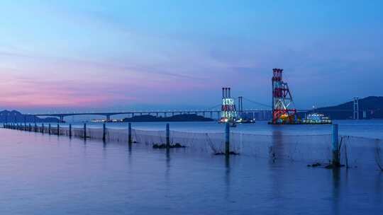 广州南沙海港海景夕阳晚霞彩云延时风光