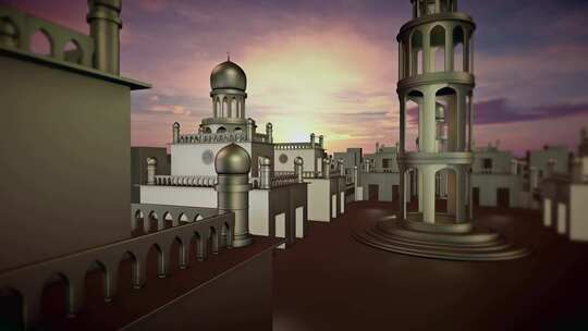 美丽的清真寺与戏剧性的景色
