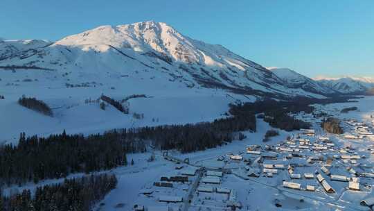 新疆北疆阿勒泰喀纳斯冬季雪景童话世界航拍