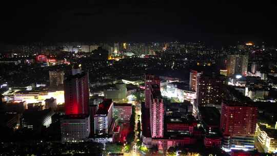 广西玉林城市风光玉林夜景航拍