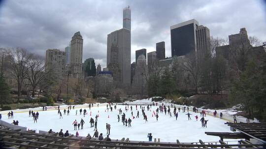 纽约市中央公园的溜冰者