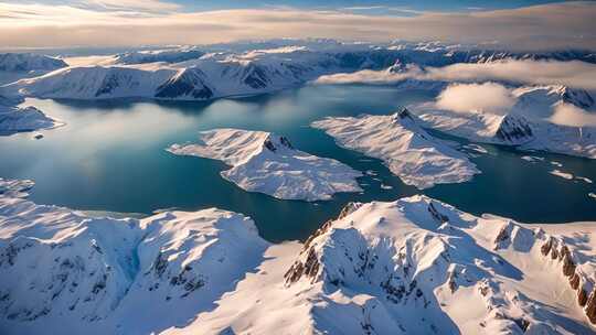 雪山湖泊高空全景