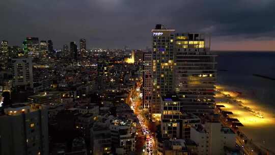 以色列 特拉维夫城市夜景延时