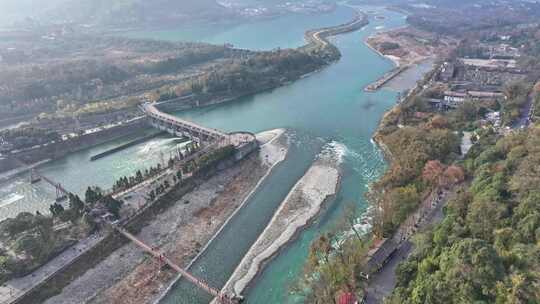 都江堰水利工程鱼嘴飞沙堰宝瓶口秦堰楼